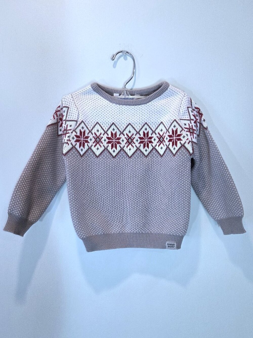 NWOT Rugged Butts Gray & Maroon Fair Isle Sweater Size 18-24 Months